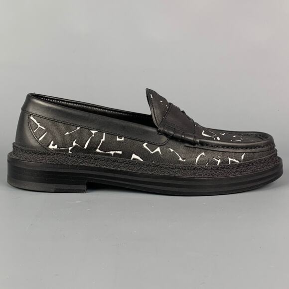 JIMMY CHOO x Eric Haze Size 7.5 Black & White Coated Cotton Loafers - Picture 1 of 7